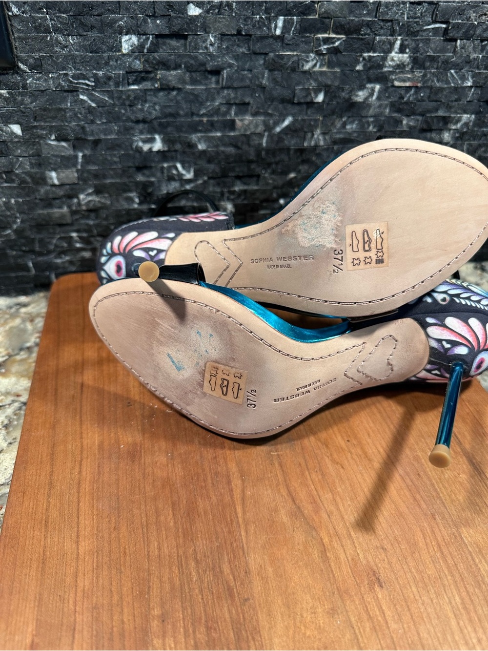 Sophia Webster Flutura Feather Peacock Metallic Stilettos Size 7 Heels Sz 37.5 - Picture 8 of 15